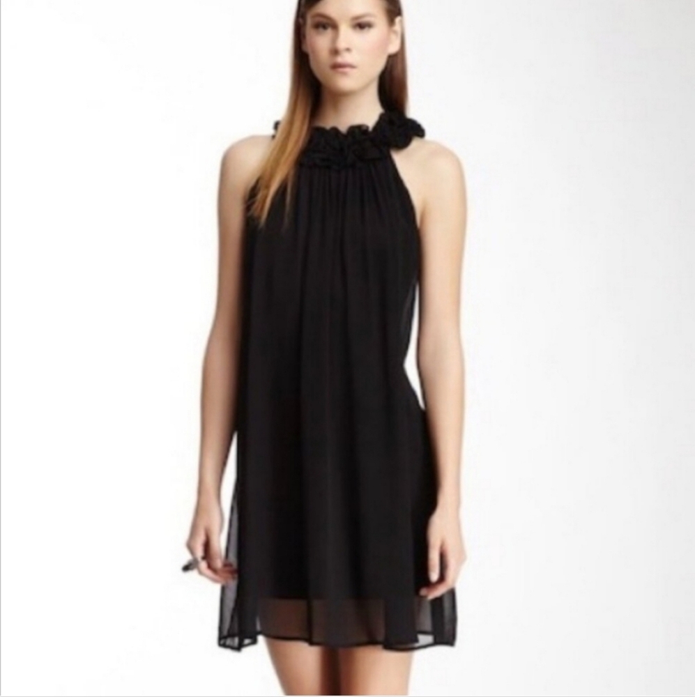 French Connection Black Silk Chiffon Georgie Georgette Mini‎ Dress Size 4 #635